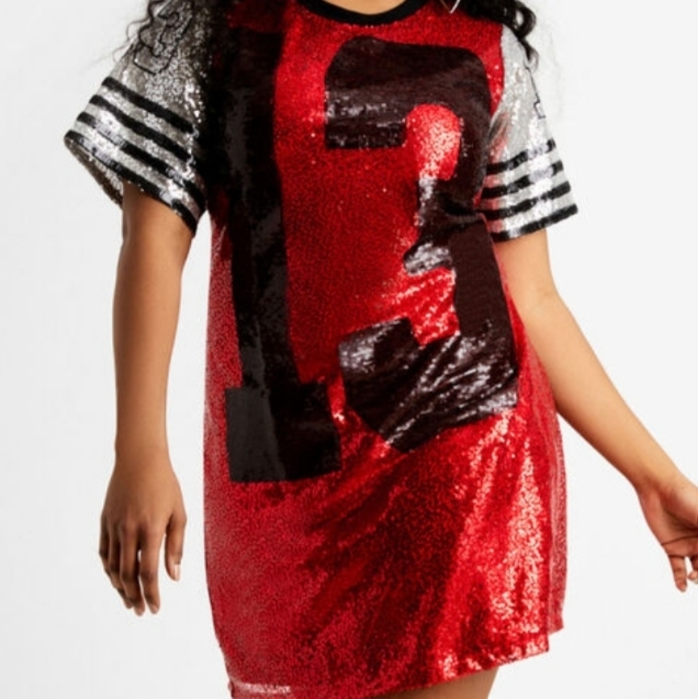 Sequin Jersey Dress